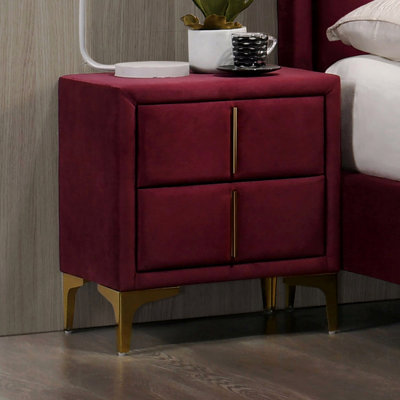 Table de chevet entièrement recouverte de flanelle rouge et dorée 1pc