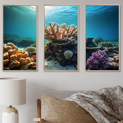 La beauté cachée des coraux branchés - Ensemble de salon art mural corail sous l'eau