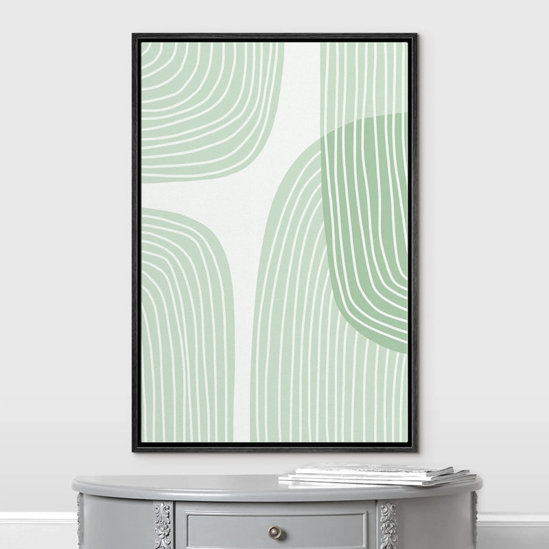 Vert spirale cercle Polygone Collage discret formes abstraites minimaliste relax calme décor de salon, Noir