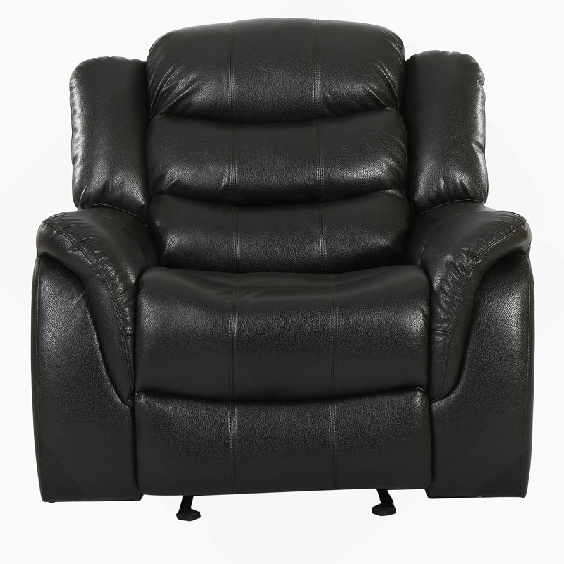 Texian 71" Wide Manual Glider Club Recliner, Black Faux leather