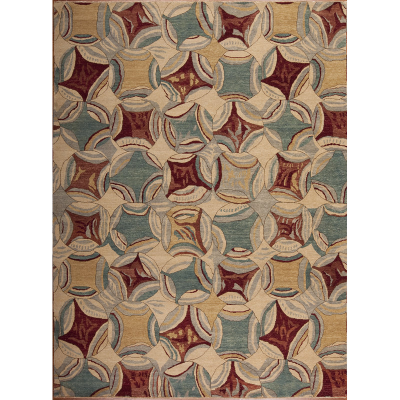Whimsical One-of-a-Kind Rectangle 9' X 12' Hand Knotted Area Rug
