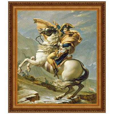 "Napoléon traverse les Alpes", 1805 par Jacques-Louis David, reproduction d'art encadrée