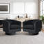 Velvet Upholstered Swivel Barrel Chair-1302414057