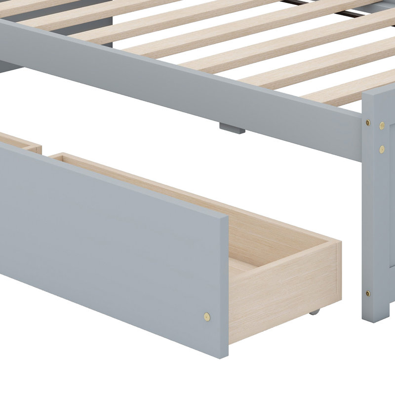 Compact Bed Solution With Pull-Out Storage Drawers, Gray