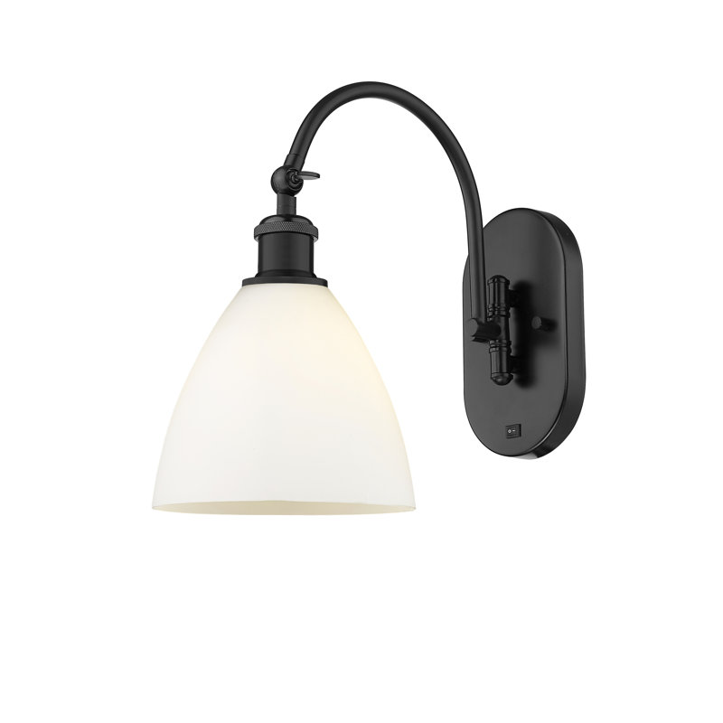 Bras pivotant en verre Amenda, Ampoule non incluse, Noir mat