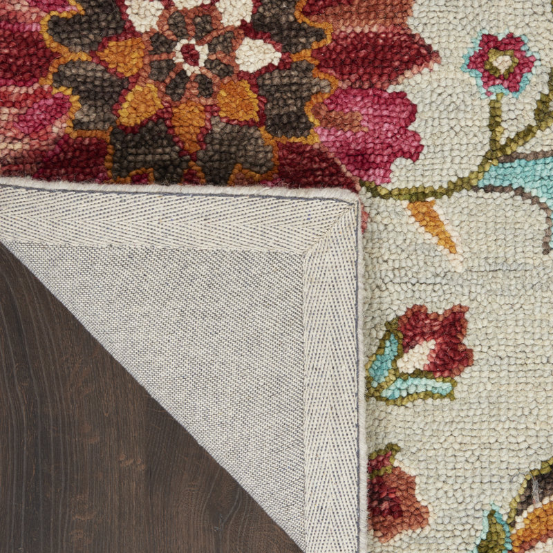 Lasley Hand Tufted Wool Floral Indoor Rug, Rectangle 5' x 7'