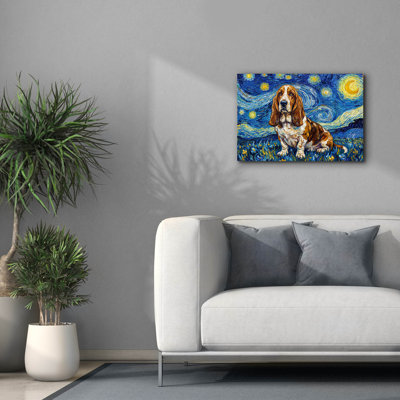  'Basset Hound Starry Night' by Rich Monet Canvas Wall Art, 26" x 18"