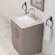 Kamila 24" Carrara White Marble Countertop Bath Vanity in Gray Oak with Faucet and Mirror