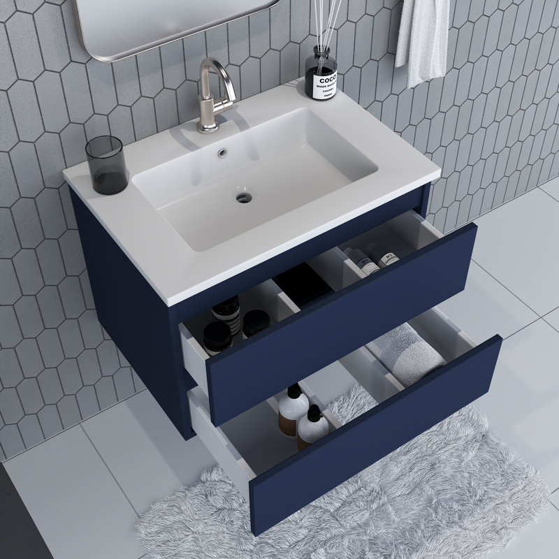 Ensemble de meuble-lavabo mural simple 30 po Salt [20D], Bleu marine