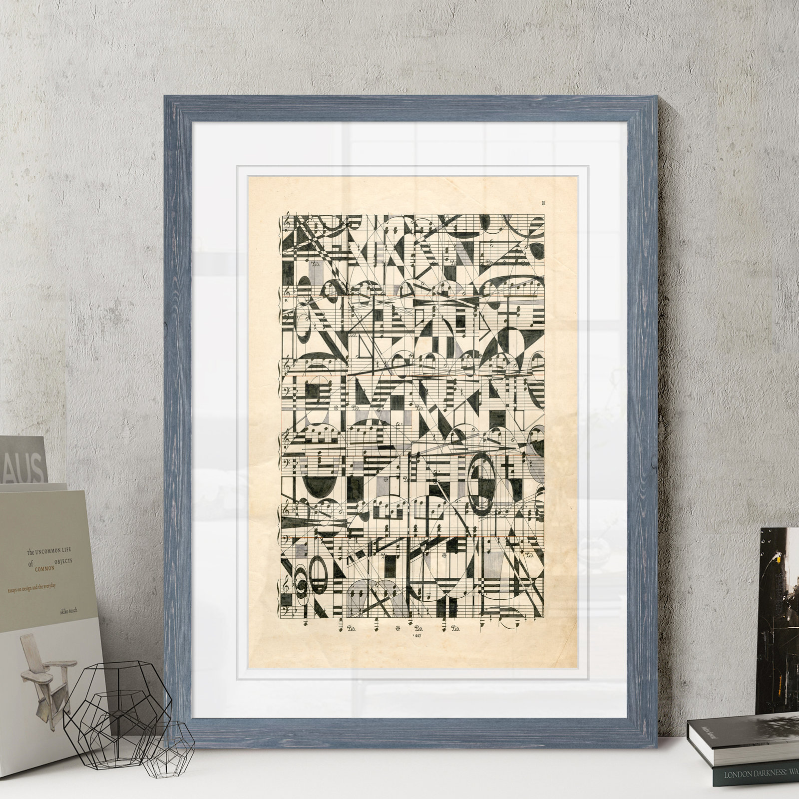 Graphic Notes Painting by Paul Cezanne, 38" H x 28" W x 1.25" D, Gray Framed Print