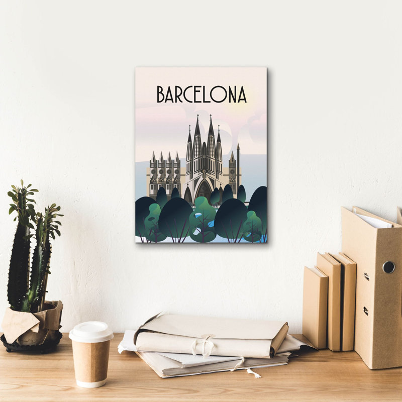 «Barcelona» par Omar Escalante, art mural sur toile, H 16 po x l 12 po x P 0,75 po