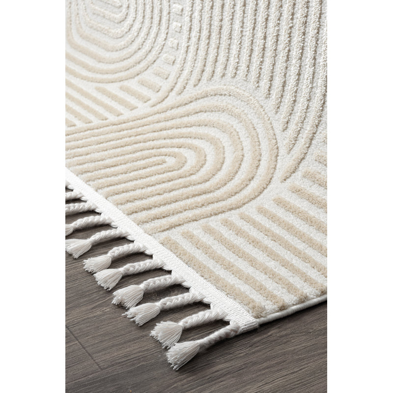 Rikin Geometric Machine Made Indoor / Outdoor Area Rug, Rectangle 6'7" x 11'6"