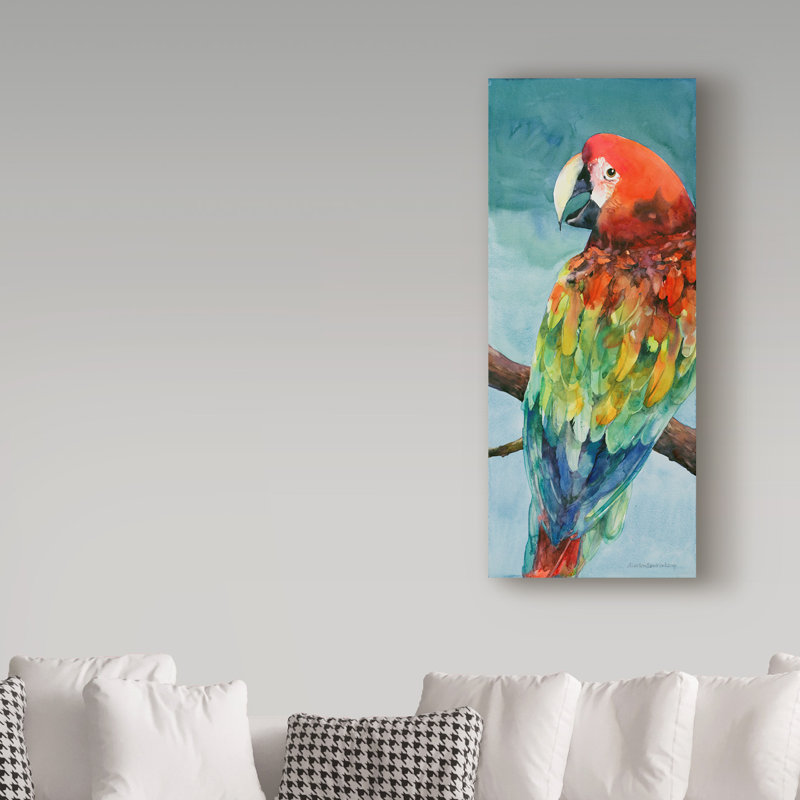 Colorful Parrot Portrait on Canvas in Wooden Frame