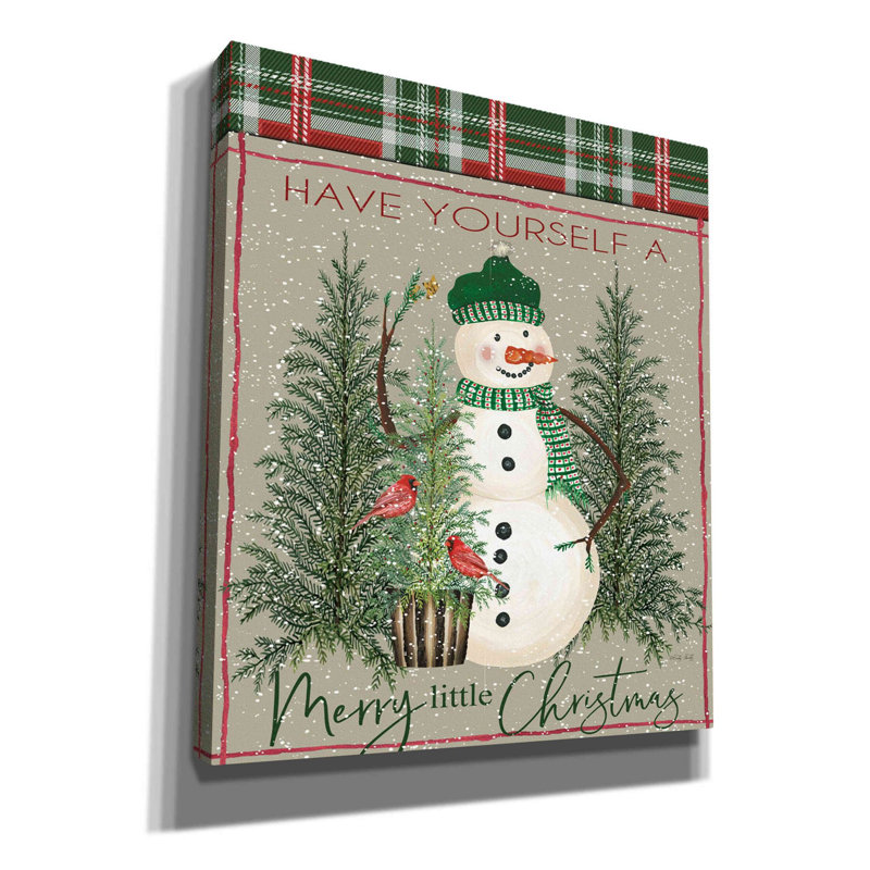 «Merry Little Christmas Snowman» par Cindy Jacobs, art mural sur toile, H 30 po x l 26 po x P 1,5 po