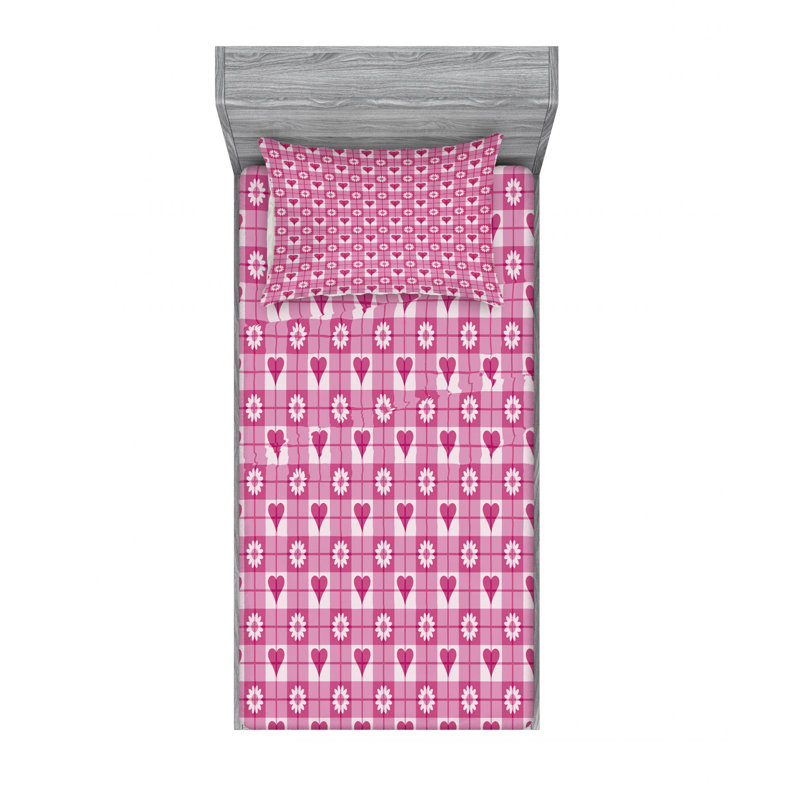 Ensemble de draps en cœurs pour enfants, Ensemble de draps pour lit simple TG avec drap-hou