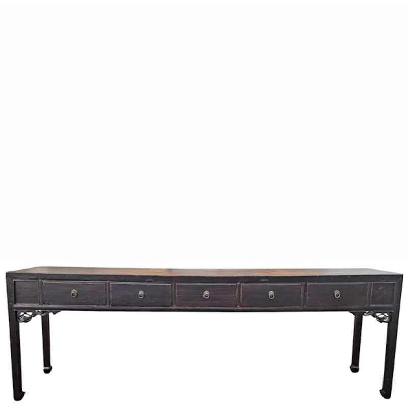 104" Long 5 Drawer Antique Console Table