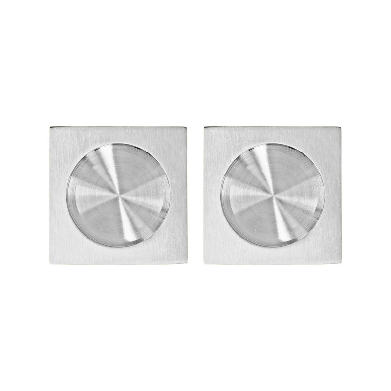 Pocket Door Hardware- Passage with Finger Edge Pull, Satin Stainless Steel