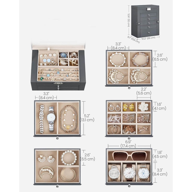 Jewelry Armoire, Grey