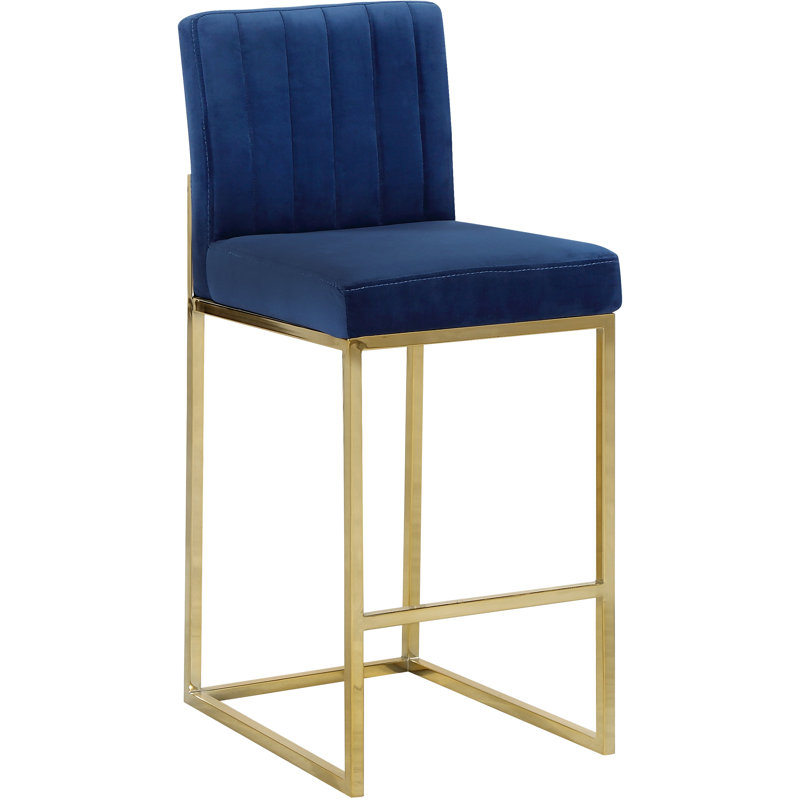 Tabouret de comptoir 26 po Amberdawn, Or poli, Bleu marine