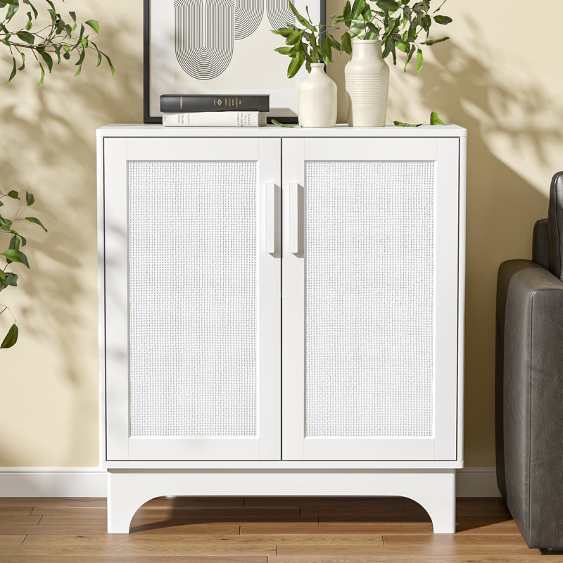 Byblos Accent Cabinet Rattan Storage Cabinet, White