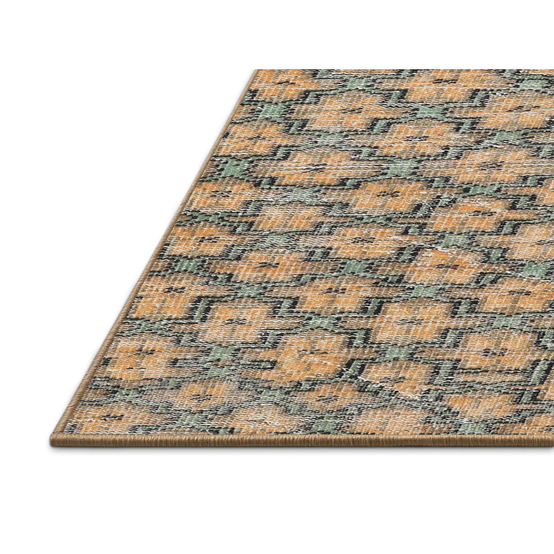 Tapis traditionnel beige / vert Colello, Rectangle 4 pi x 6 pi