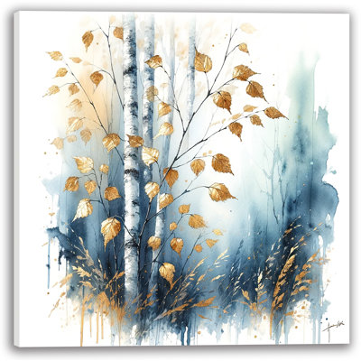 Golden Birch Forest Wrapped Canvas Wall Art