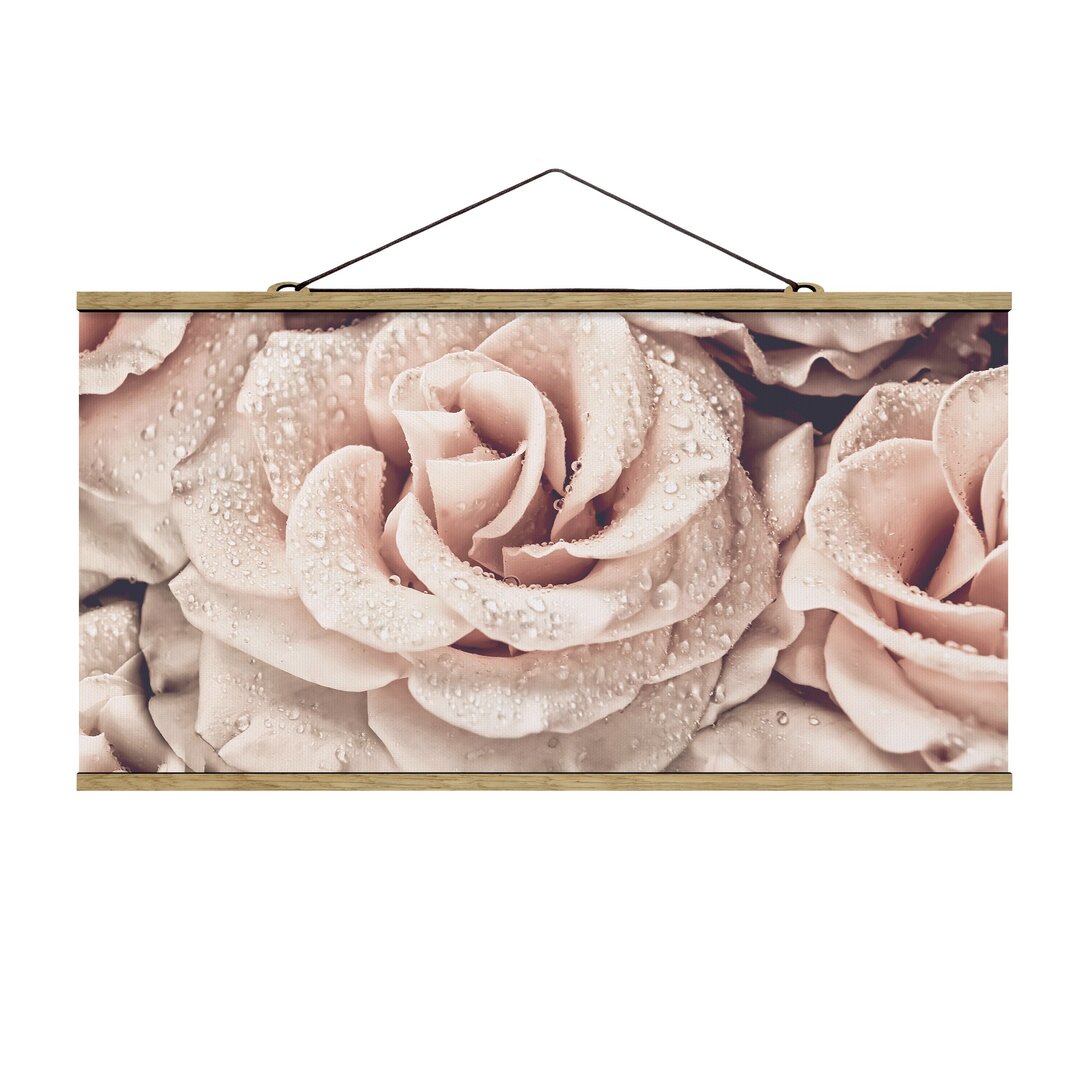 Fotodruck Roses Sepia mit Wassertropfen