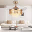 Gold Crystal Ceiling Fan With Lights, 3 Colour Dimmable, Remote Control, Quiet Flush Mount For Bedroom-35026026