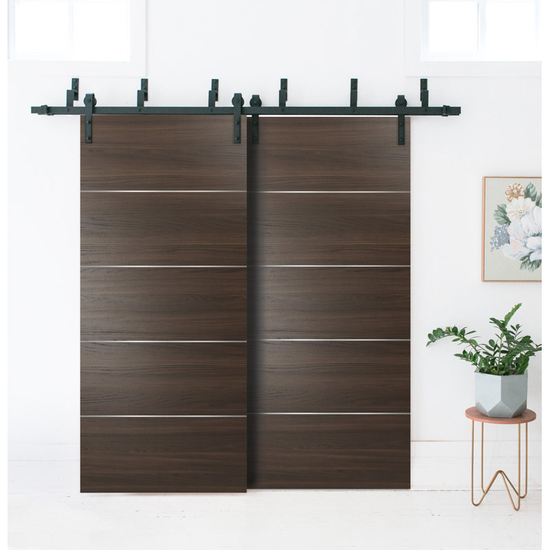 Planum Flush Wood Standard Door Slab, 30" x 96", Chocolate Ash