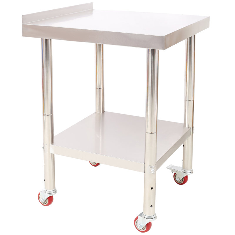 Capacité de travail de 440 lb avec poste de travail en acier inoxydable de 24 po x 35 1/2 po avec dosseret, tablette inférieure réglable et 4 pour le rangement de la salle de lavage et de la cuisine