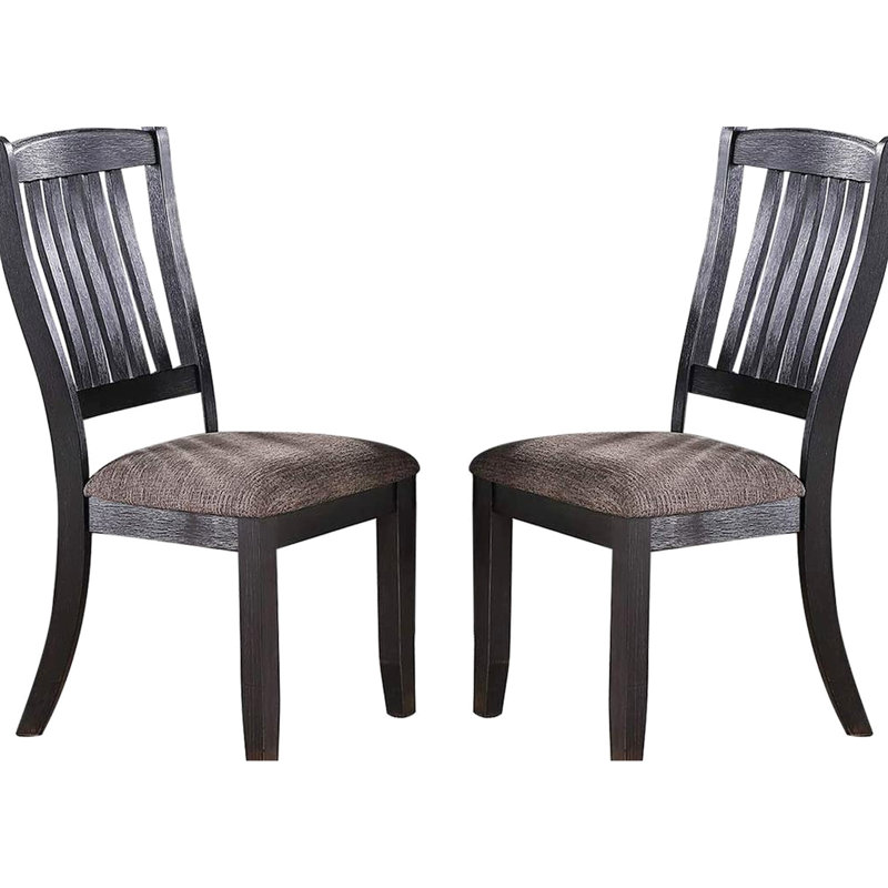 2 chaises de salle à manger en café foncé, revêtement en tissu, bois d'hévéa, chaises en bois d'hévéa de conception contemporaine, finition café, siège rembourré, 2