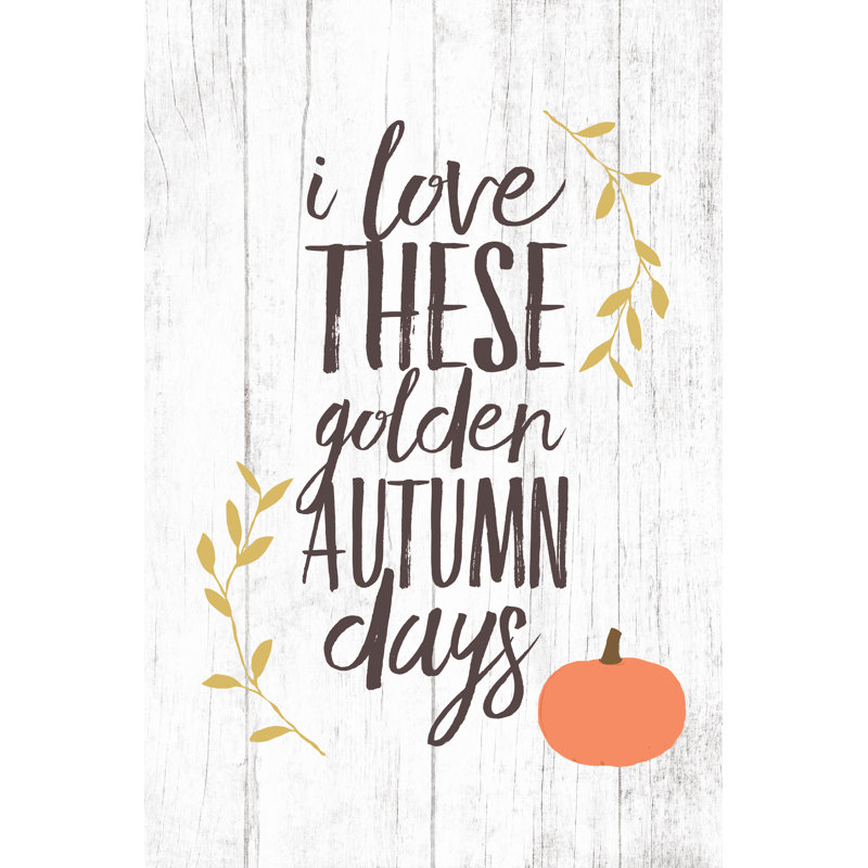 Is For Golden Autumn Days White Wood - Wrapped Canvas Print, 91cm H x 61cm W x 3.8cm D