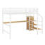 Lit mezzanine double en métal avec bureau en L, port USB, DEL, armoire-530023708