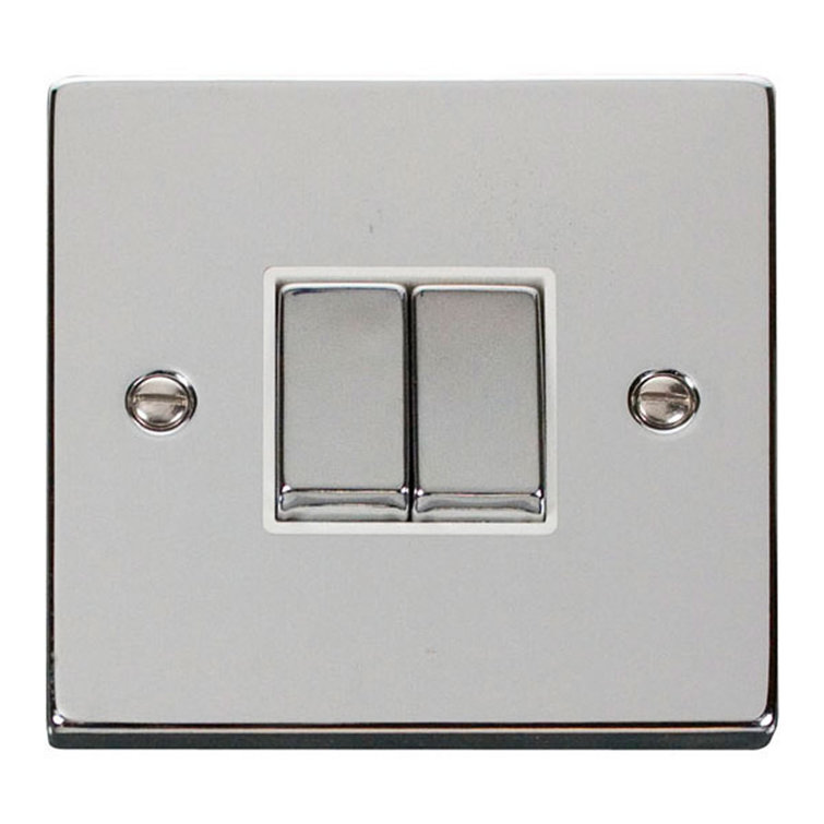 Polished Chrome 10A 2 Gang 2 Way Ingot Light Switch