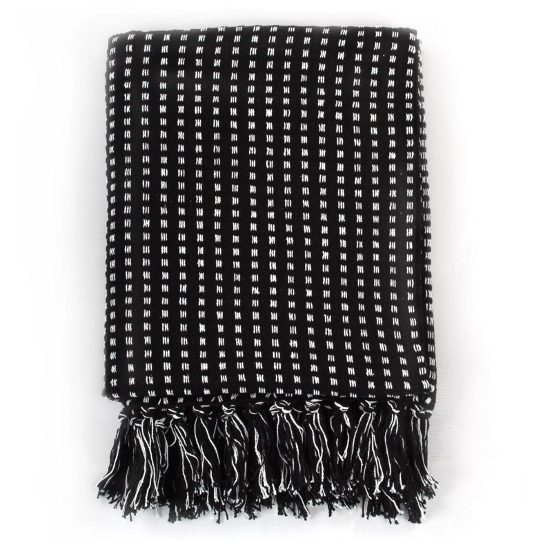 Chouhan Knitted Throw Blanket, Black, W160 x L210cm