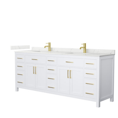 Beckett 84" Freestanding Double Bathroom Vanity with Quartz Top