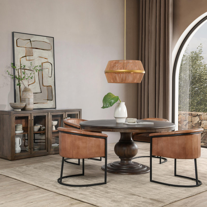 Brookside 60" Round Mango Wood Dinning Table In Cocoa Brown