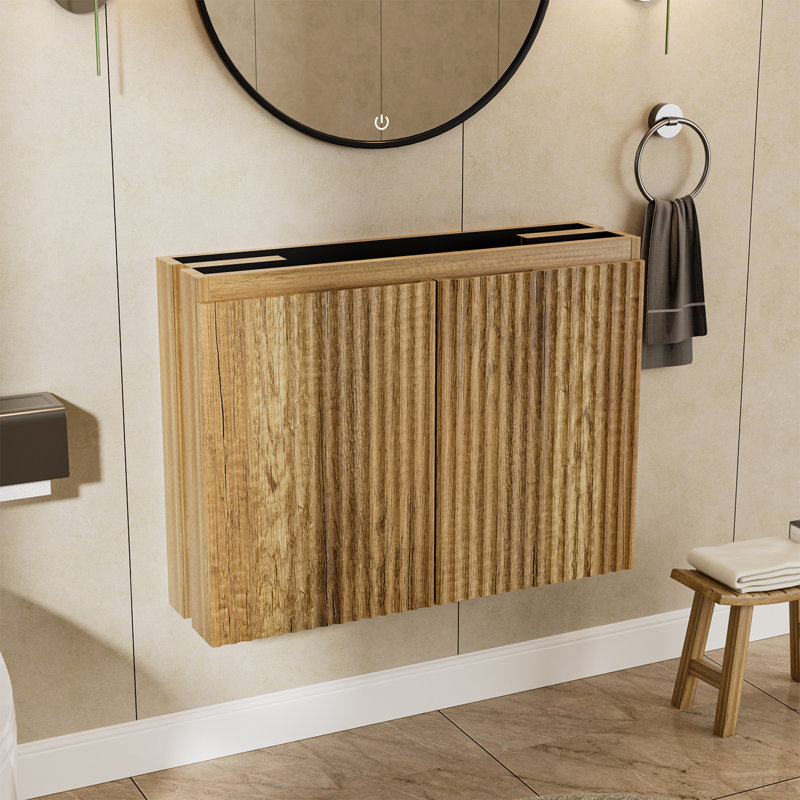 Armoire murale pliante 30 po en chêne Gloden avec évier crème - Installation brevetée en 1 minute, peu encombrante et facile à assembler, style moderne