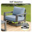 Ensemble de conversation d'extérieur en aluminium peint à la main 4 pièces Adden avec chaises pivotantes, canapé 3 places, coussins bleus et table basse-122881285-122879141
