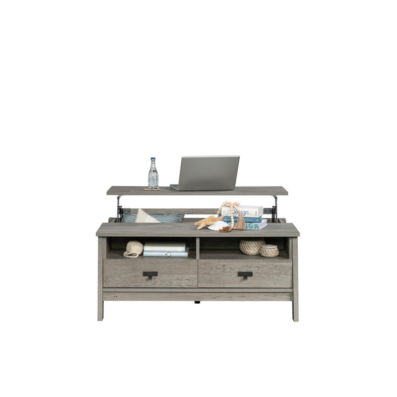 Table basse à plateau relevable, finition brune