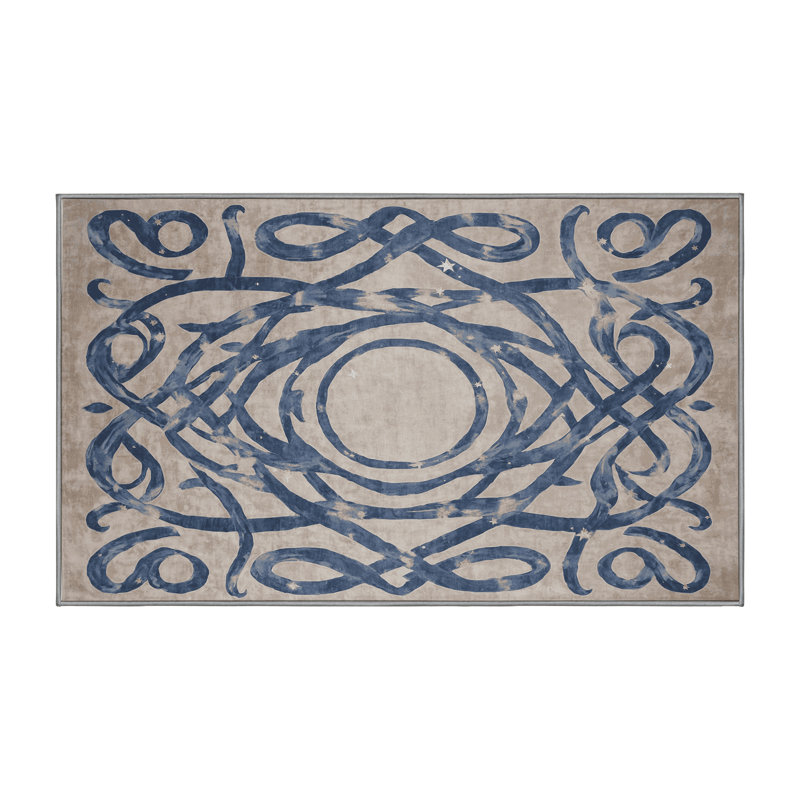 Machine Washable Gray Area Rug, Rectangle 6' x 9'