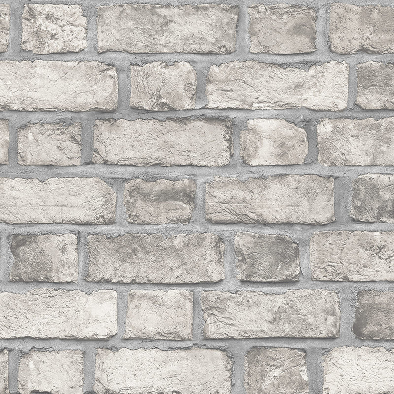  Rouleau de papier peint 33 pi x 20,5 po Farmhouse Brick, Taupe