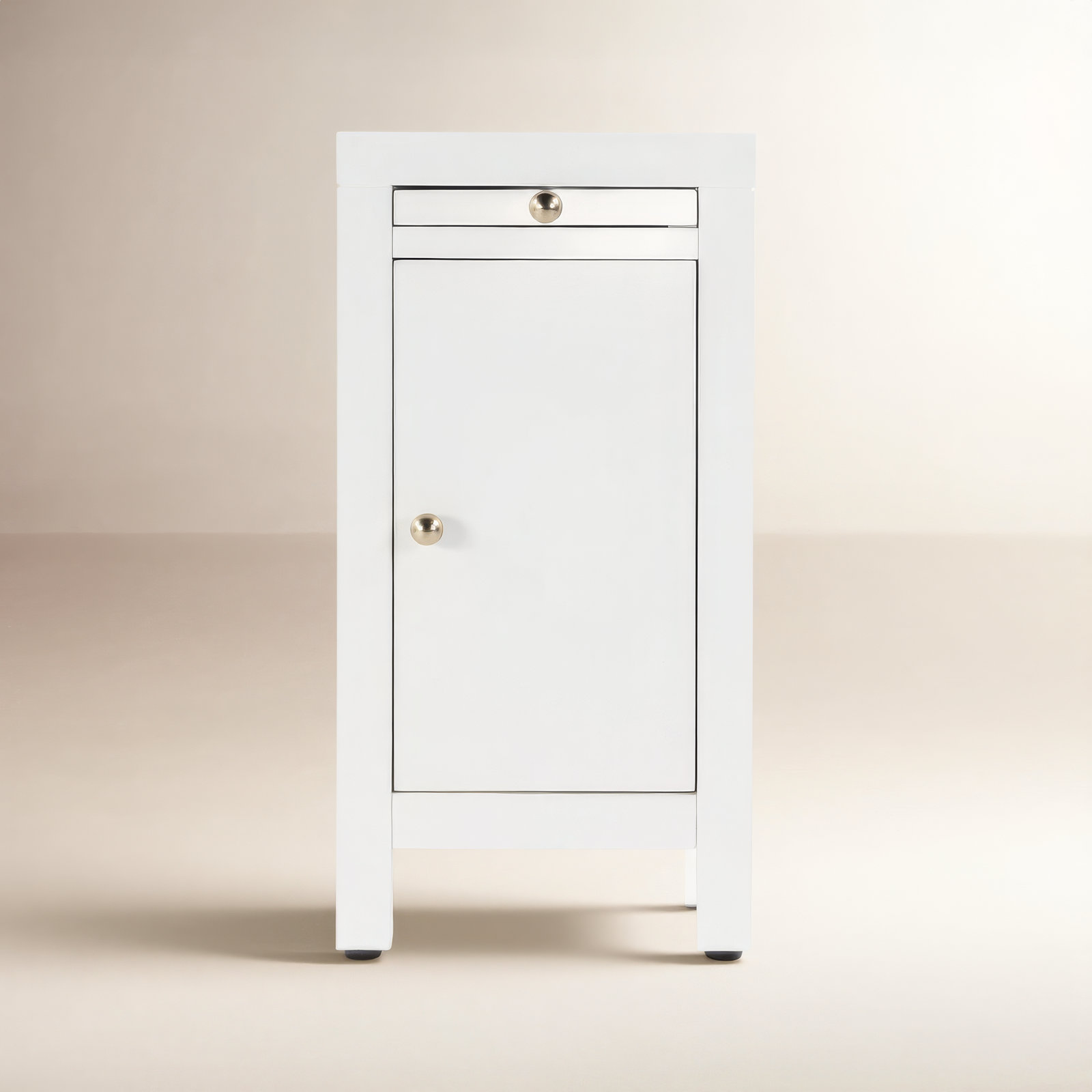 Celine Storage End Table, Smooth White