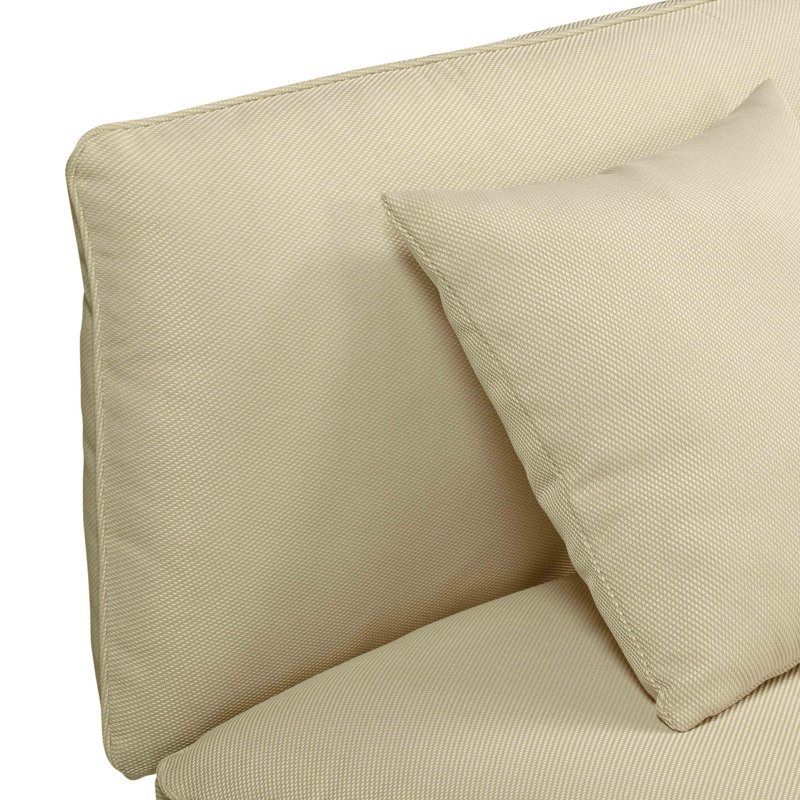 65.5'' Wide Aluminum Loveseat with Cushions, Beige, Dark Brown