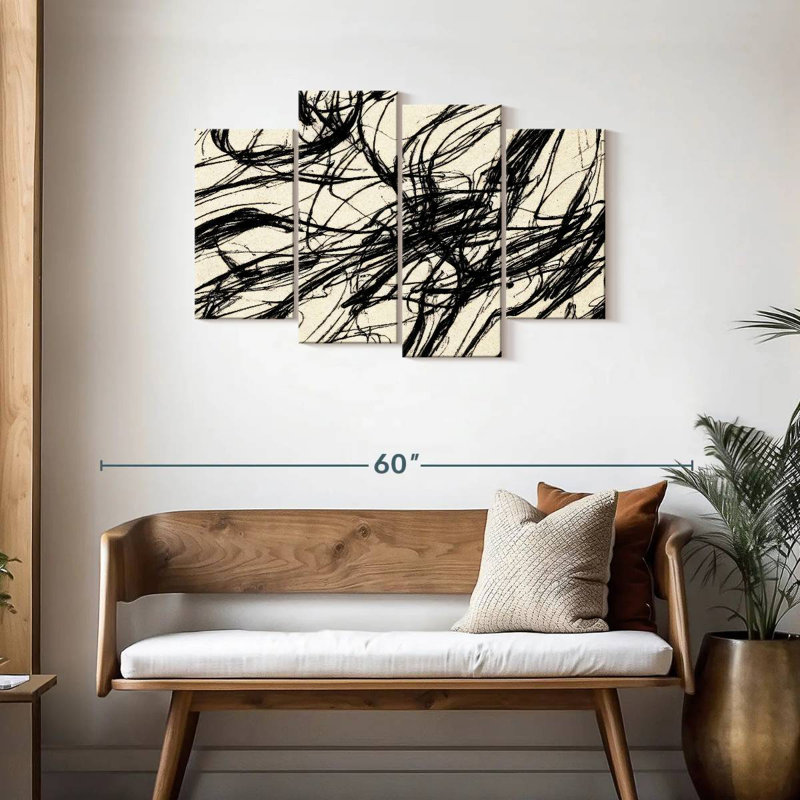 Avery Abstract Black Threads, 27" H x 43" W