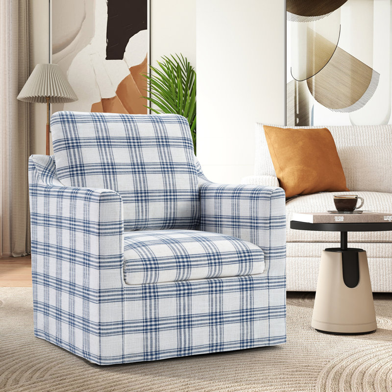 Fauteuil d'appoint pivotant à rayures 32,28 po, Bleu