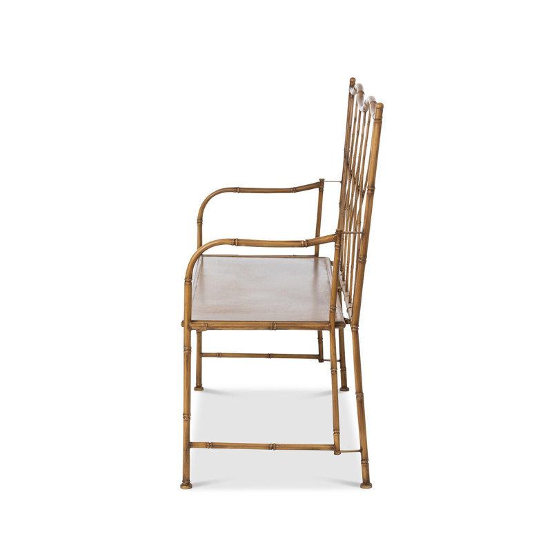 Natural Metal Bamboo-Inspired Outdoor Bench