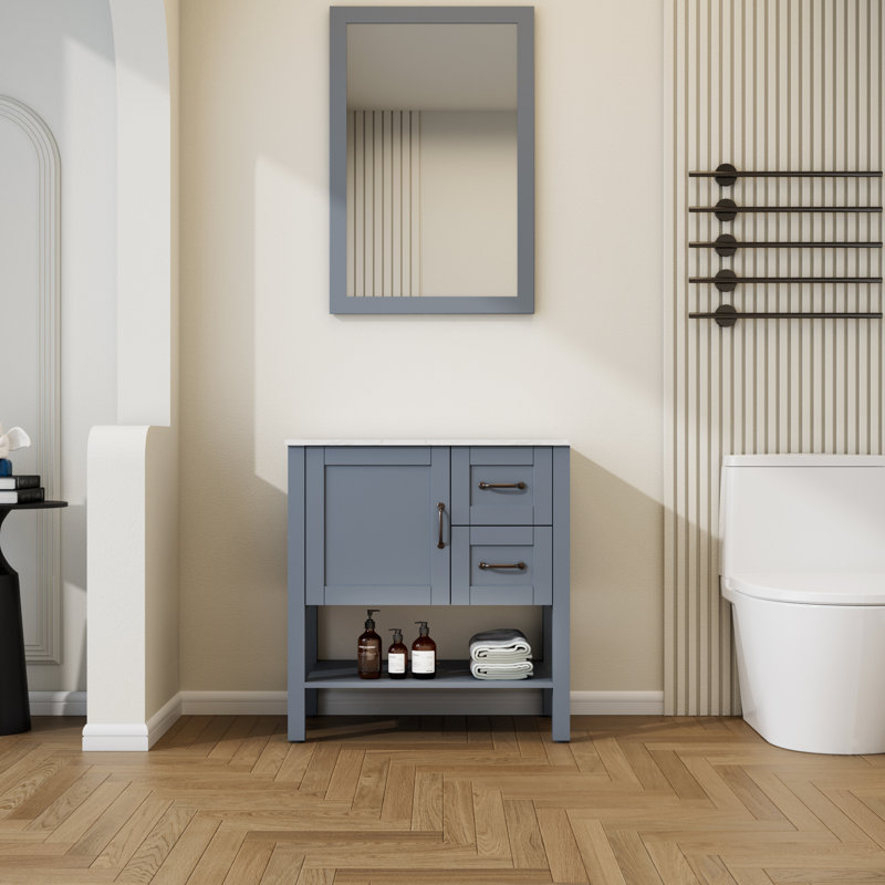 Mitlesh 30'' Single Bathroom Vanity with Engineered Marble Top