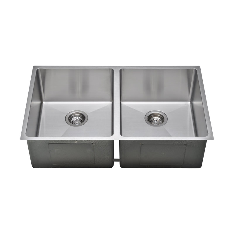 33'' Matte Stainless Steel Double Bowl Undermount Kitchen Sink