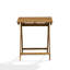 Ensemble bistro extérieur 3 pièces comprenant une table basse carrée en bois d'acacia et 2 chaises pliantes, 66 x 66 cm, finition huilée naturelle.-1672433541